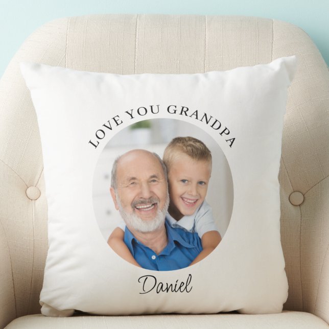 Coussin Modern Photo Love You Grandpa Keepsake (Créateur téléchargé)