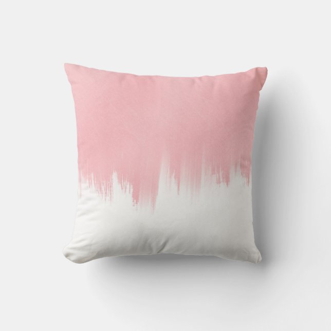Coussin Modern Pink Brush strokes white Design (Recto)