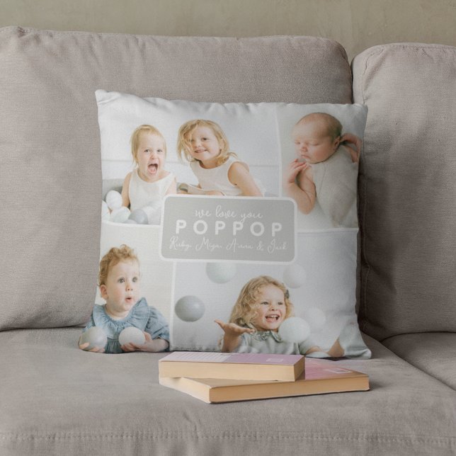 Coussin Modern Poppop 4 Photo Gris (Créateur téléchargé)