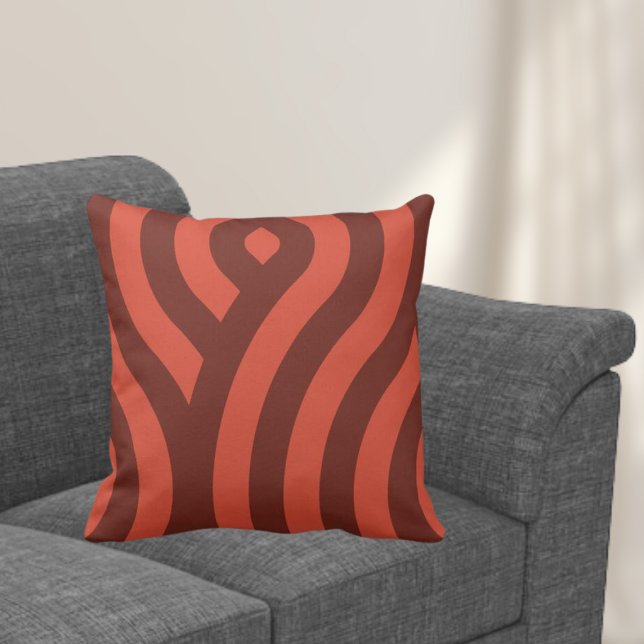Coussin Modern Red Striped Wave Pattern (Créateur téléchargé)
