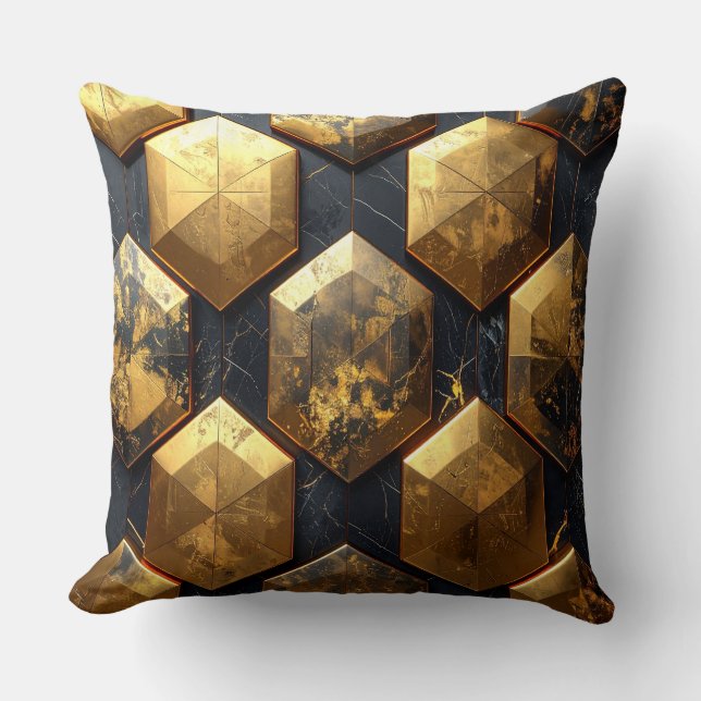 Coussin Modern Royal Geometric Gold Mosaic Pillow (Recto)