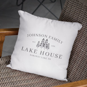 Coussin Modern Rustic Lake Maison Nom de famille Été