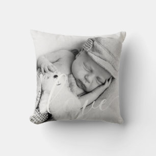Coussin Modern Script Love Baby Photo