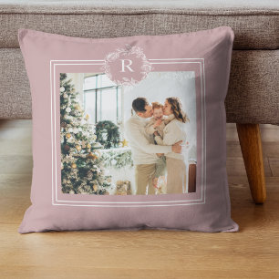 Coussin Modern Taupe   Family Photo   Initial