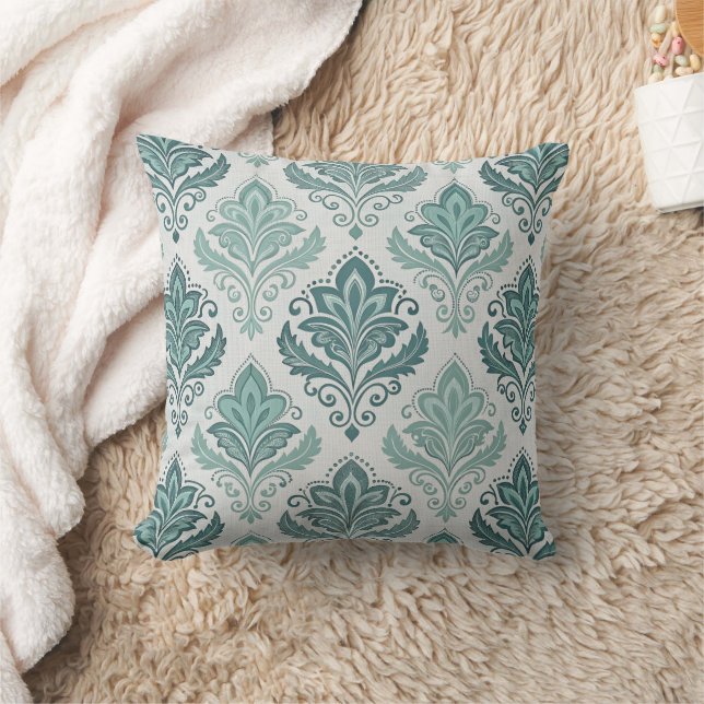 Coussin Modern Teal Nordic Damask (Couverture)