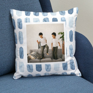 Coussin Modern Watercolor Brush Blue   Photo