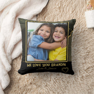 Coussin Modern We Love you Grand-père noir et or Photo