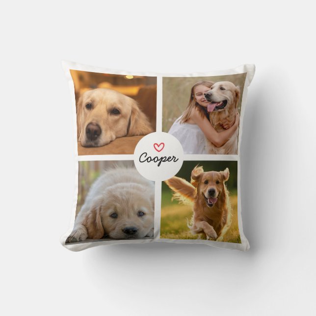 Coussin Modern White 4 Photo Collage Amoureux des chiens a (Recto)