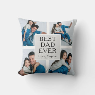 Coussin Moderne 4 photo Fête des pères texte personnalisé