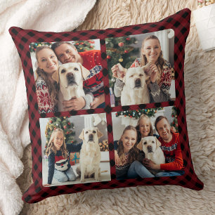 Coussin Moderne 4 Photos Personnalisées Vacances Rouges Pl