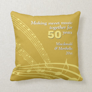 Coussin Moderne  50e Mariage OR  NOTES MUSICALES