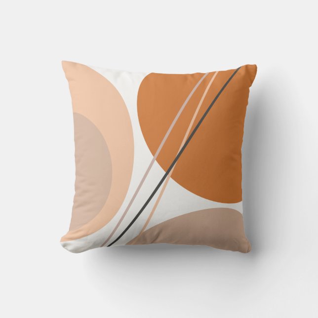 Coussin Moderne Abstrait Geo Pastel Crème Brown rose (Recto)
