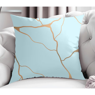 Coussin Moderne Abstrait Gold Vein Design léger Turquoise