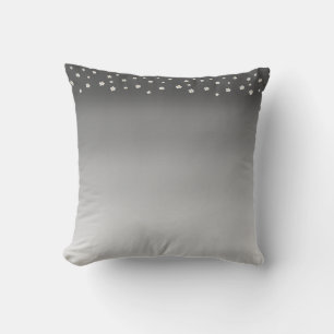 Coussin Moderne abstrait gris argent dégradé & fleurs