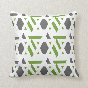Coussin Moderne, abstrait, gris, vert olive, blanc