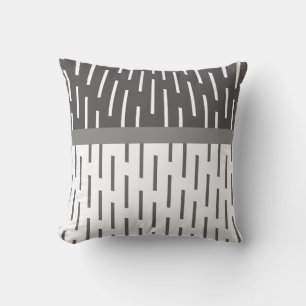 coussin moderne abstrait motif gris et blanc