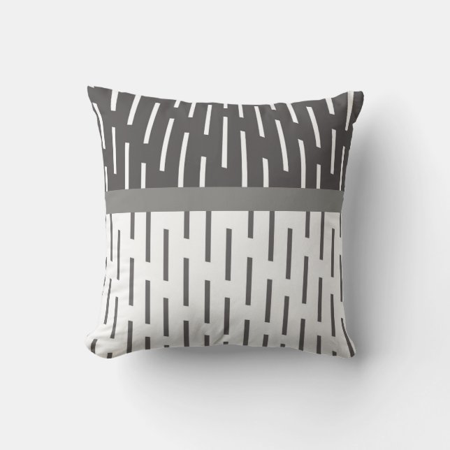 coussin moderne abstrait motif gris et blanc (Recto)