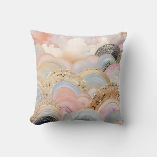 Coussin Moderne abstrait pastel rose clair et beige