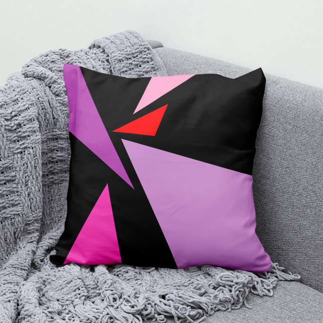 Coussin Moderne Abstrait Simple Géométrique Rouge rose Noi (Créateur téléchargé)