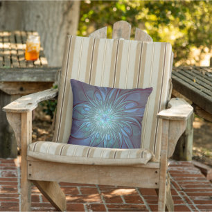 Coussin Moderne Abstrait tendance Fleur bleue Fractal Art