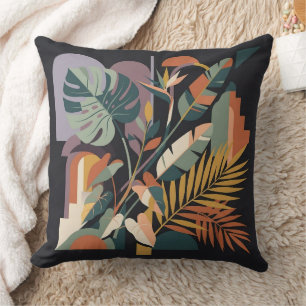 Coussin Moderne Abstrait Tropical Botanique et Architectur