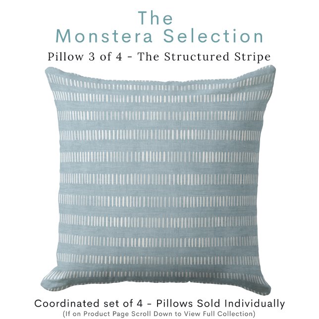 Coussin Moderne Aqua  (Introduces rhythm and clean structure while connecting the blue and white tones.)