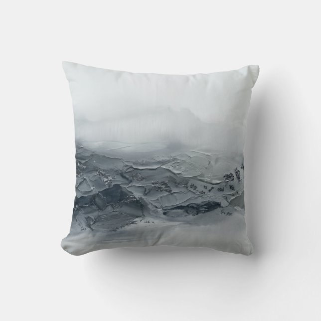 Coussin Moderne ardoise noire montagneuse en 3D Impasto (Recto)