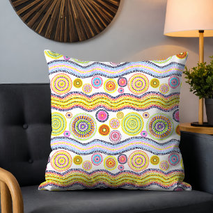 Coussin Moderne Australien Aquarelle Tribal Motif Jaune