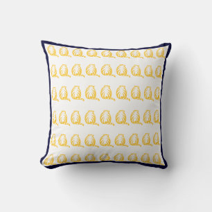 coussin moderne aux chats blancs et jaune moutarde