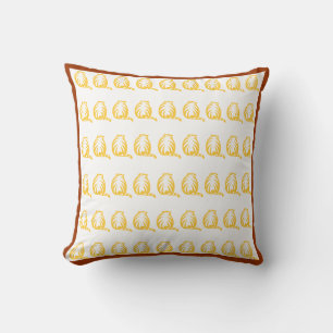 coussin moderne aux chats jaunes et moutarde blanc