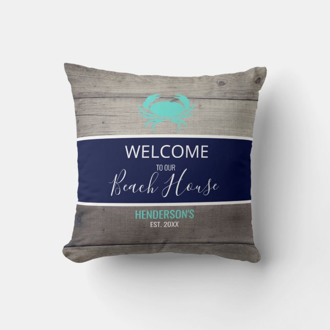 Coussin Moderne Beach House Bleu Turquoise nautique Person (Recto)