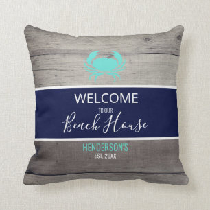 Coussin Moderne Beach House Bleu Turquoise nautique Person