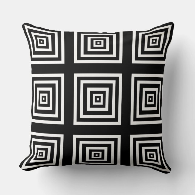 Coussin moderne blanc et noir géométrique (Recto)