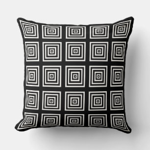Coussin moderne blanc et noir géométrique