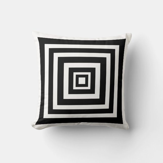 Coussin moderne blanc et noir géométrique (Recto)