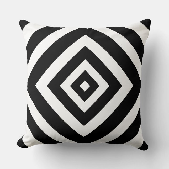 Coussin moderne blanc et noir géométrique (Recto)