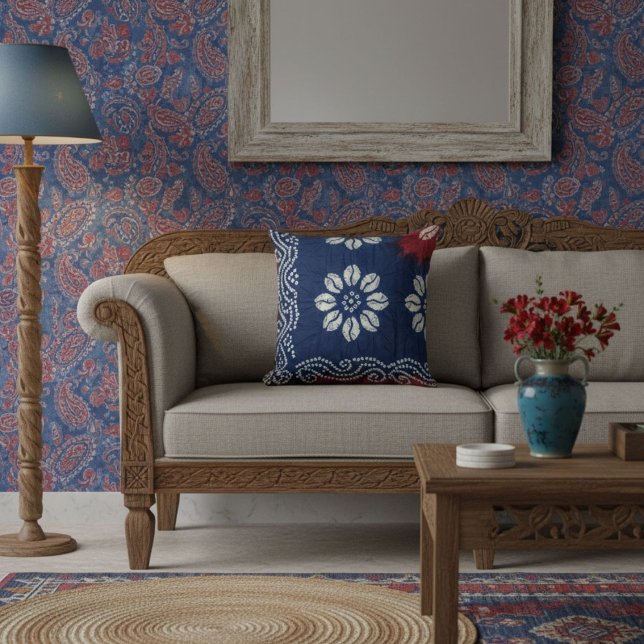 Coussin Moderne bleu élégant stylé contemporain chic (Créateur téléchargé)