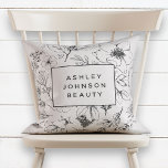 Coussin Moderne Blush rose Botanique Floral<br><div class="desc">Je pensais à la façon dont je pouvais transporter mon design carte de visite le plus vendu dans d'autres produits, et je pensais que ça aurait l'air magnifique sur un coussin! Voici le résultat :) Je peux le voir dans un salon dans la salle d'attente, et je pense que c'est...</div>