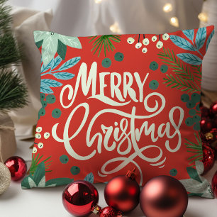 Coussin Moderne Bold Floral Joyeux Noël