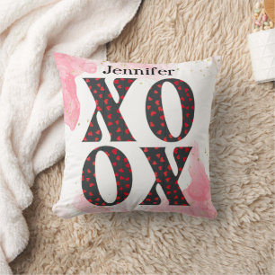Coussin Moderne Bold XOXO Joyeux cadeau de jour Valentines