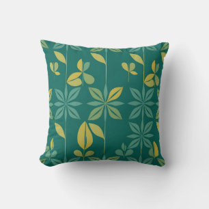 Coussin Moderne Botanique Géométrique Feuille de Teal de M