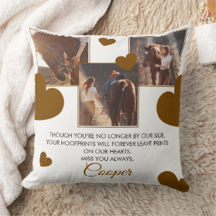 Coussin Moderne Brown Hearts Horse Memorial Trois photos