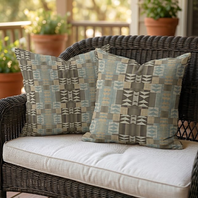 Coussin Moderne cabane de style rustique tribal autochtone (Créateur téléchargé)