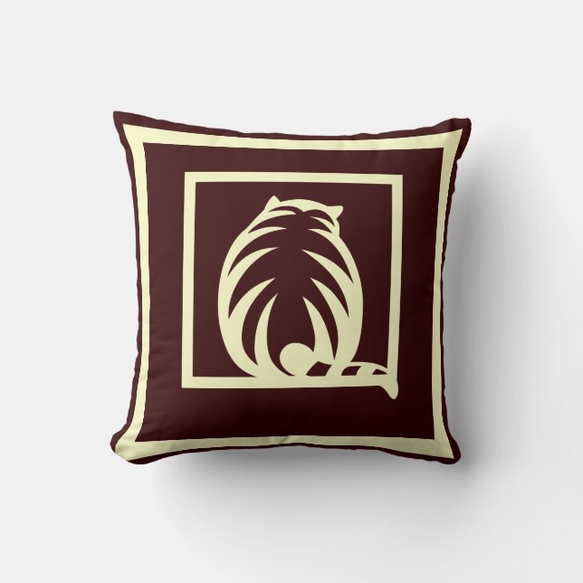 coussin moderne CATS brun et crème (Recto)