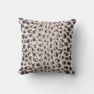 Coussin Moderne chic imprimé motif guépard marron monogram