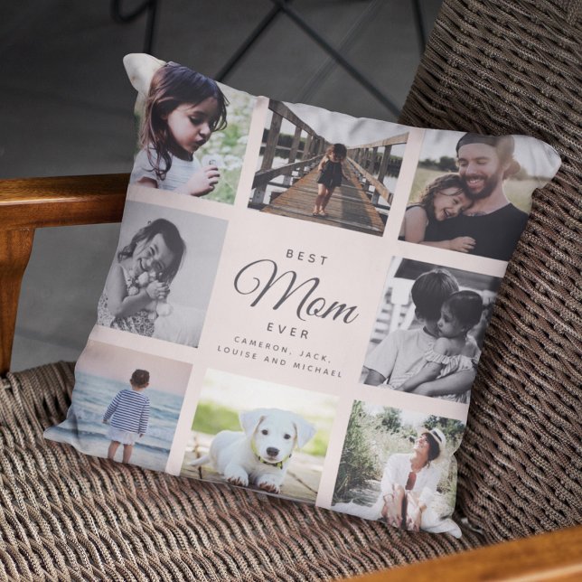 Coussin Moderne Chic Meilleure Maman Jamais Blush Pink Pho (Créateur téléchargé)