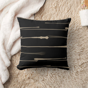 Coussin Moderne Chic Or, Abstrait Noir Art Déco de Luxe