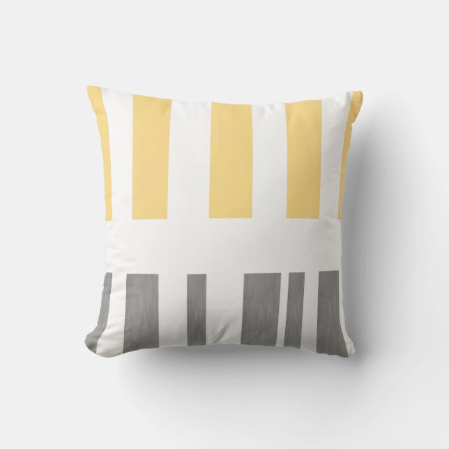 coussin moderne chic rayures jaune et gris (Recto)
