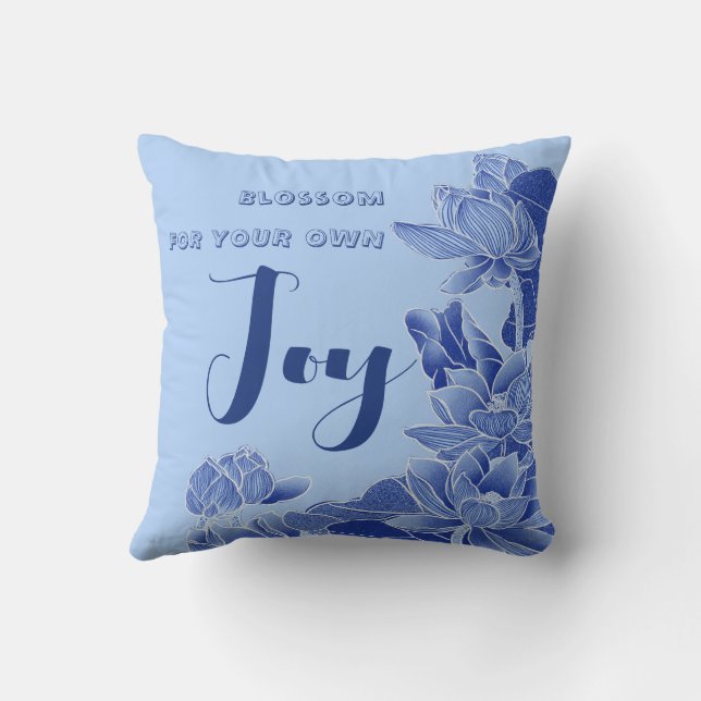 Coussin Moderne Chinoiserie Bleue Rétro Citation Zen Lotus (Verso)