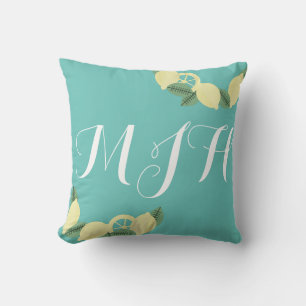 Coussin Moderne Citron avec Initiale en Écriture M